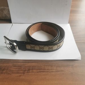 Gucci GG Print Leather Canvas Belt